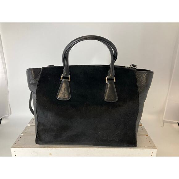 MICHAEL KORS, LARGE DYED CALF HAIR BLACK LEATHER SHOULDER BAG - Picture 3 of 16